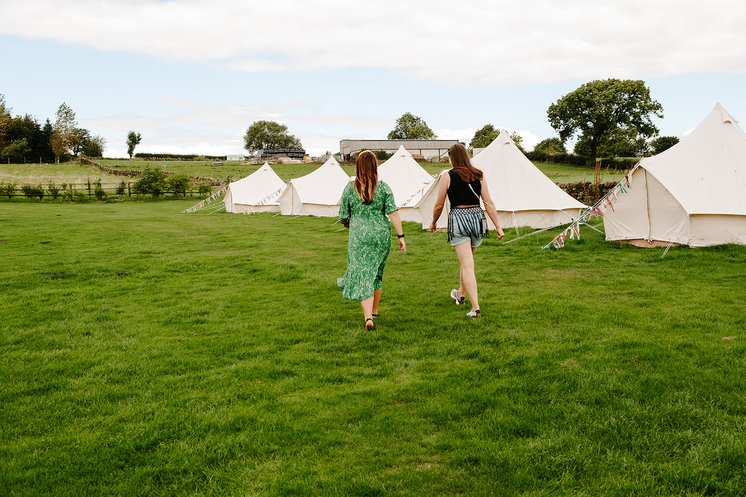 Becca and Charlotte with Ultimate 4 Metre Bell Tents