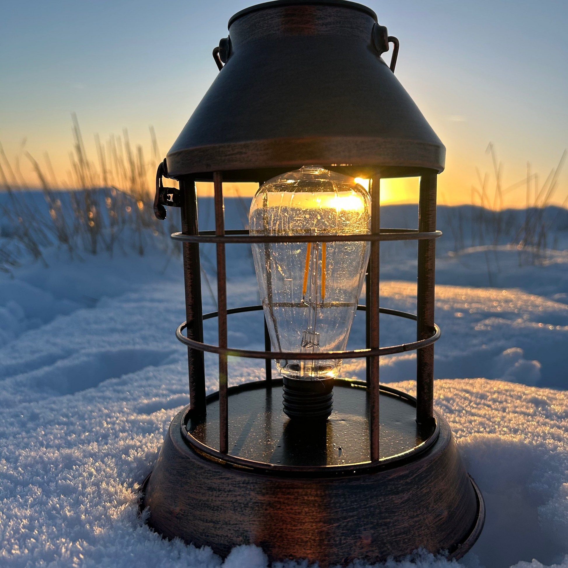 Rustic solar lantern for camping and hiking adventure holidays