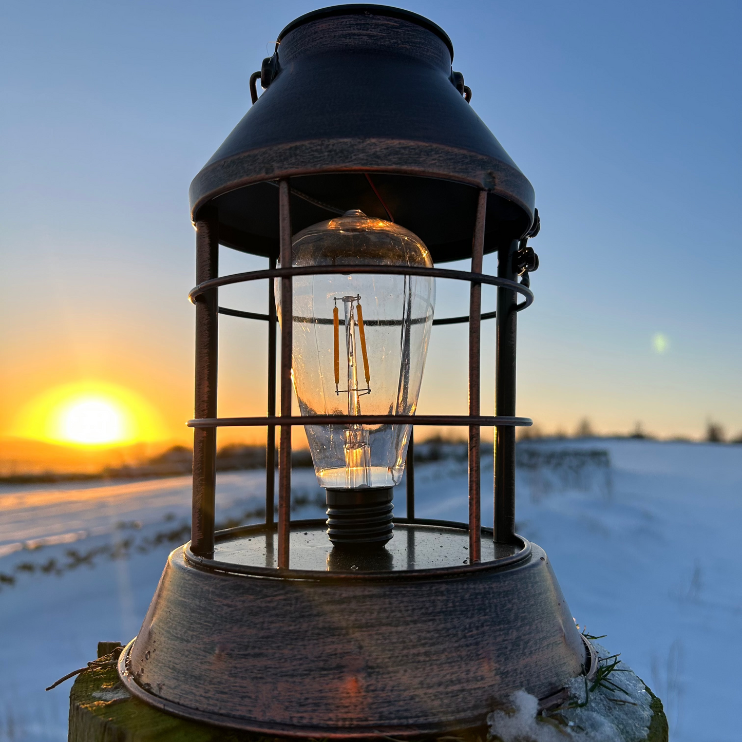 Rustic solar lantern for camping and hiking adventure holidays