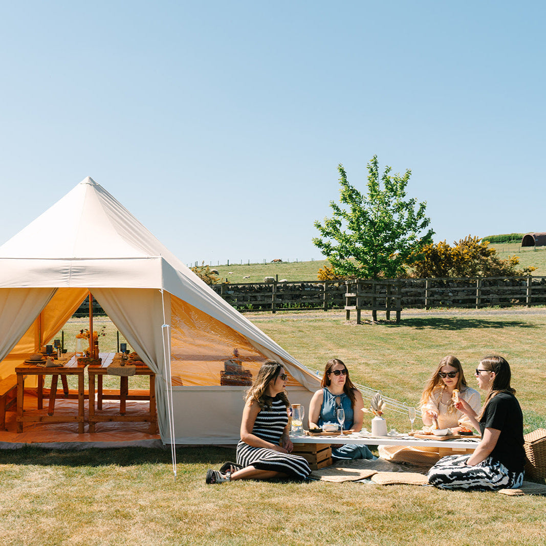 The_Bell_Tent_Shop_Ultimate_Touareg_Tent_Lunch_Outside With Girls