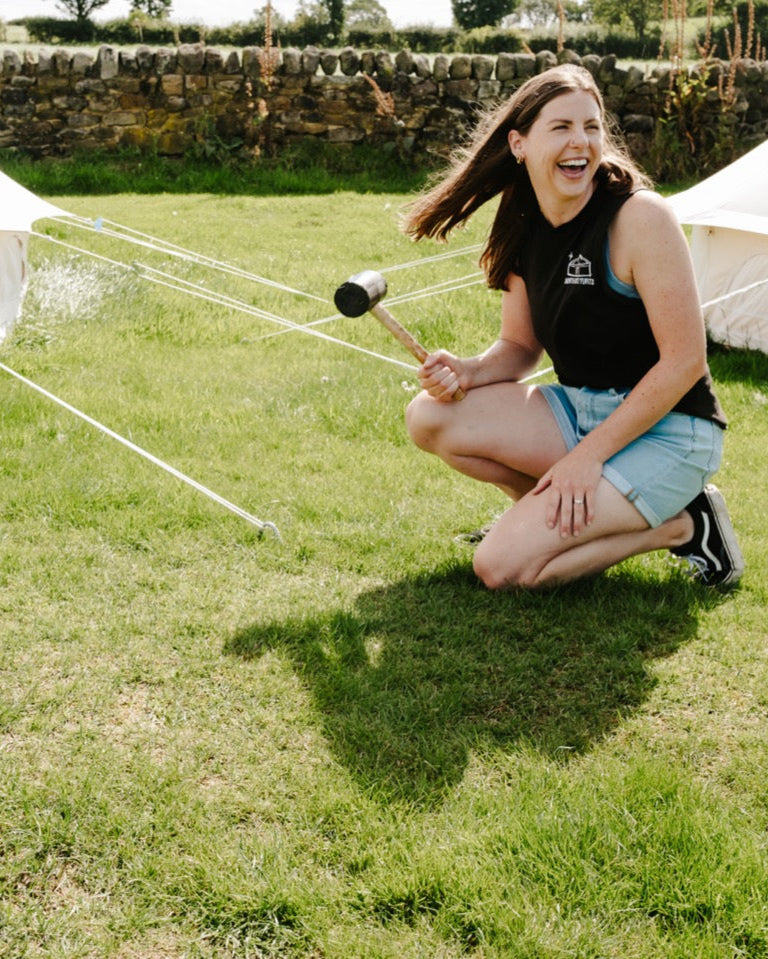 Charlotte with a Mallet and 4M Ultimate Bell Tent 